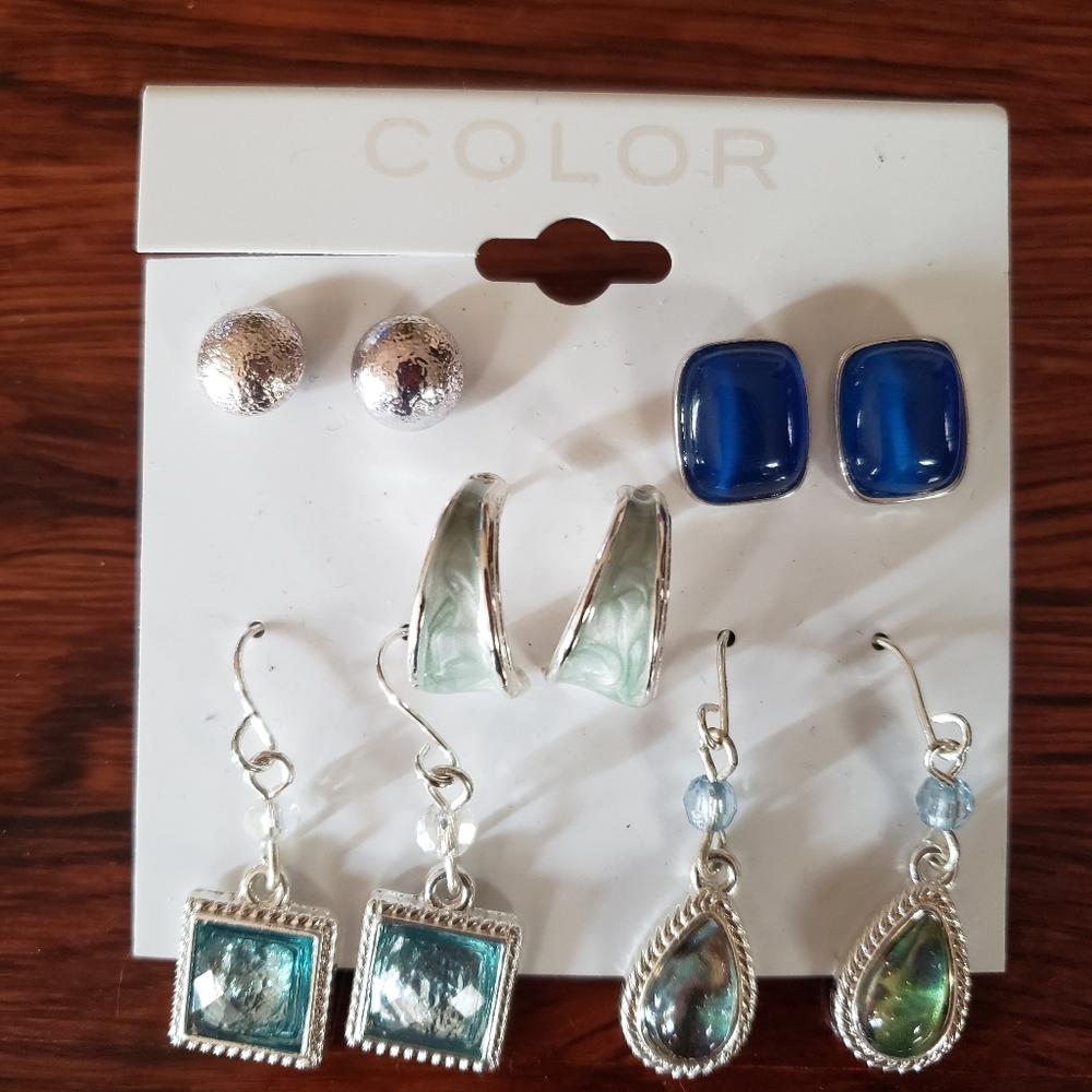 Color Pierced Earrings 5 Pair Pack